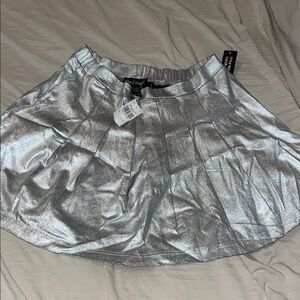 Wet Seal Silver Skater Mini Skirt Pleated